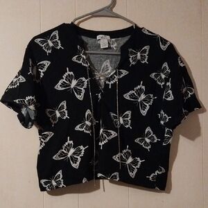 Rue21 Black and White Butterfly Women's Blouse